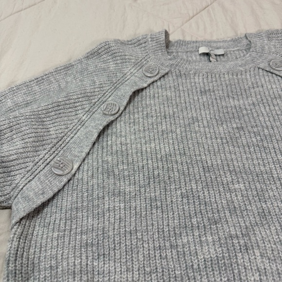 Joie Button Detailed Melange Knit Grey Designer Sweater Women’s Size Large - Picture 11 of 13